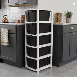 MAXTID multi layer drawer Storage Cabinet for Organized Vertical Storage Plastic Free Standing Cabinet Finish Color - blue, Door Type- Frameless Slidi