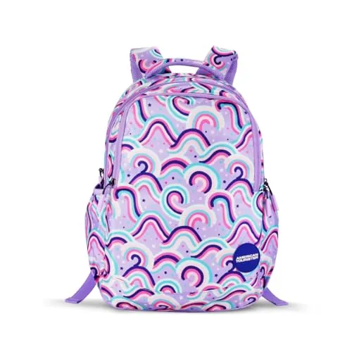 American Tourister Starlet | 25.5L Backpack | School Bag | 3 Compartments | School Bag for Girls | Purple | 1 Year Global Warranty
