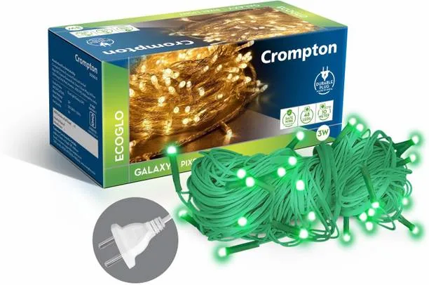 Crompton 48 LEDs 10 m Green Steady String Rice Lights Pack of 1