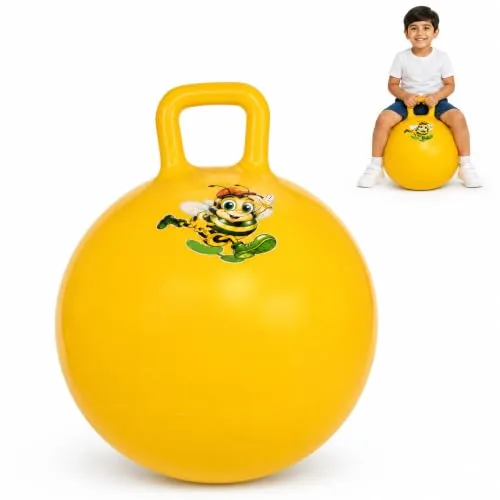 Toyshine 55cm Hopper Ball Inflatable Hopping Balls Jumping Therapy Toys Sit and Bounce Ball with Handle for Kids Ages 5+, Yellow