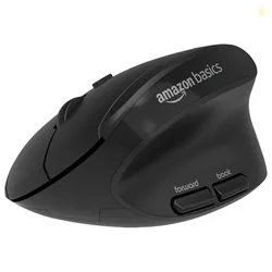 Amazon Basics Pro Series 2.4G Wireless Ergonomic Mouse, Black | For PC, Mac, Laptop, 4 Adjustable DPI Settings Up to 2400, Shortcut Buttons