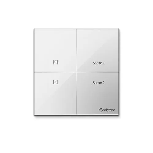Havells Crabtree iSense Smart Monoblock Touch Panel with 1 Curtain Controller & 2 Scene(White) I Compatible with 2M Gang Box I Mesh connectivity I Compatible with Alexa, Google Home