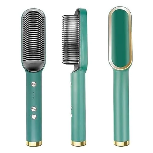 unenow 3-in-1 Ceramic Hair Straightening Brush for Women | Ionic Anti-Frizz Electric Straightener Comb | 5 Heat Settings | 30 Sec Fast Heating | Anti-Scald Hair Styler for Smooth, Silky & Frizz-Free