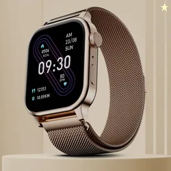Fire-Boltt Rise Luxe 2026 BT Calling 47mm (1.85), Metal Body & Rotating Crown, 123 Sports Smartwatch Rose Gold Millanese Strap, Free Size