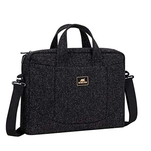 RIVACASE Anvik Laptop Bag 15.6 Inches Waterproof Compact Shoulder Bag for Notebooks Ultra Light Computer Bag for Women/Men/School/Travel/Business, Compatible with Laptop Macbook Pro 15.6 inch, Black