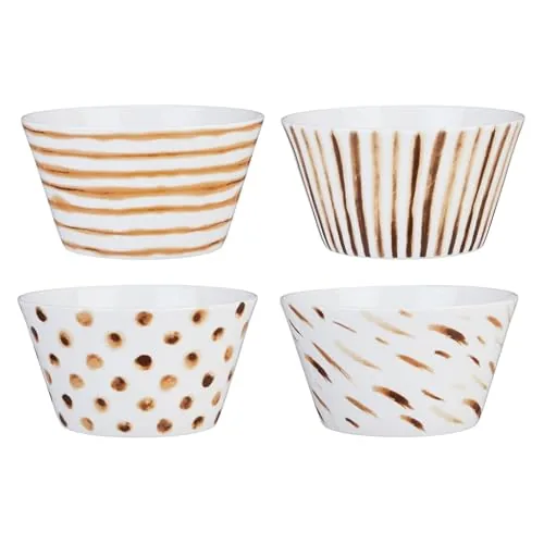 Amazon Brand - Solimo Ceramic Bowl, Set of 4 | Microwave & Dishwasher Safe| Bowls for Snacks, Fruits, Salad, Desserts | BPA & Lead-Free Bowls | 400ml, Burnt Sienna
