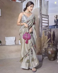 YASHIKA Printed Daily Wear Art Silk Saree Grey