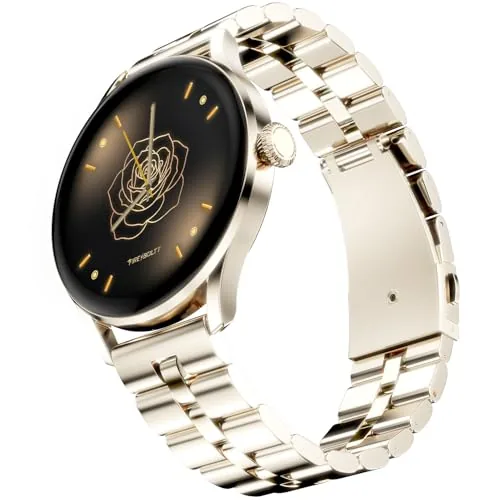 Fire-Boltt Glitz Women Smart Watch with 1.19” AMOLED Display, Bluetooth Calling, Rotating Crown, Always On Display, 1000 Nits Brightness, IP68 Waterproof Champagne