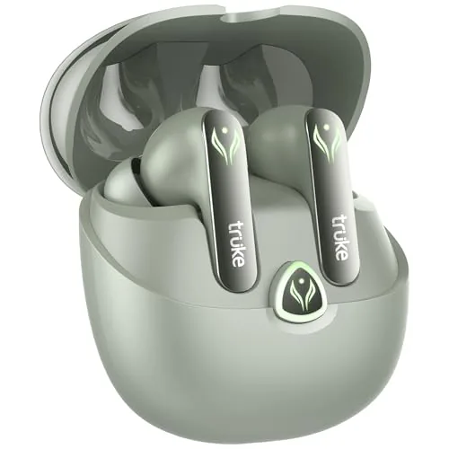 truke New Launch BTG Ultra True Wireless in Ear Earbuds, 40ms Ultra Low Latency Battle Mode™ Gaming Ear Buds, 60H Playtime, Quad Mics Crystal-Clear Calls, Fast Charging, BT 5.4, Noise Cancellation