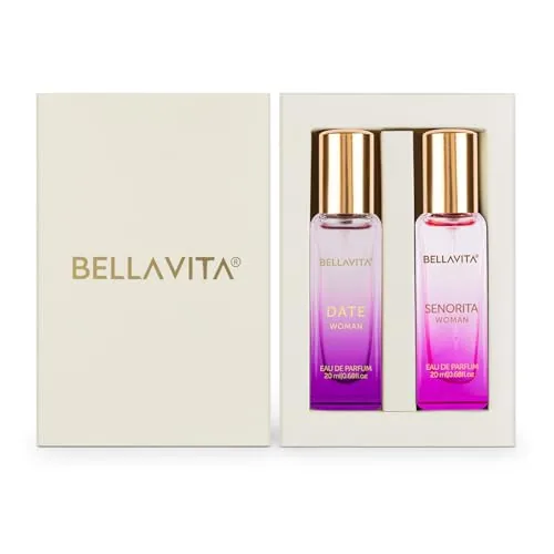 Bella Vita Luxury Date & Senorita Woman | Long Lasting Perfume for Women | EDP 2x20ml | Jasmine, Vanilla, Lotus & Musk | Floral, Fruity and Woody Premium Fragrance Scent