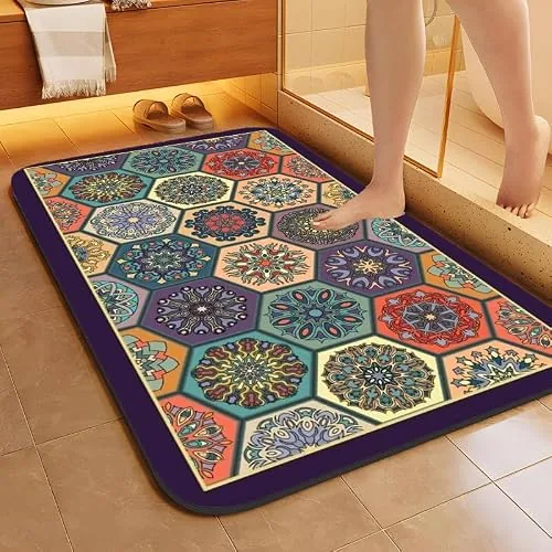 SKVM Water Absorbent mat for Bathroom Kitchen Floor Door Entrance Anti Slip Floor Foot Anti Skid Bathroom Shower mat (Design 22)