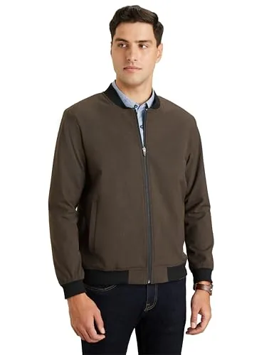 Symbol Premium Mens Smart Casual Fully Lined Mild Winter Polyester Blend Standard Length Jacket (Regular Fit) (SP-M-S24-JK-100_Brown_M)