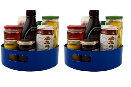HomeWiz 360° Rotating Kitchen Organiser | Lazy Susan Smooth Turntable Organiser | Spice Rack Organizer | Cosmetic Holder Organizer | Multipurpose Use for Kitchen Counter, Dining Table | Dark Blue