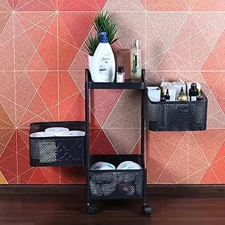 CELLO Kitchen Pro Trolley with Wheels | Storage Organizer & Kitchen Accessories Items for Kitchen Storage Rack Square Design Fruits & Vegetable Onion