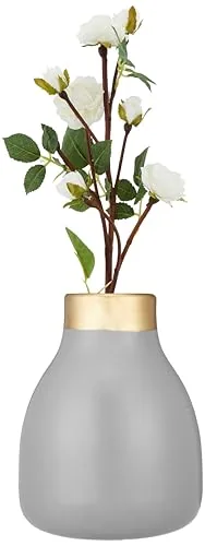 Amazon Brand - Solimo Flower Vase with Rust-Resistant Coating | Stylish and Easy-to-Clean Finish | Compact Design for Modern Décor | Bouquet Vase (Small) - Grey