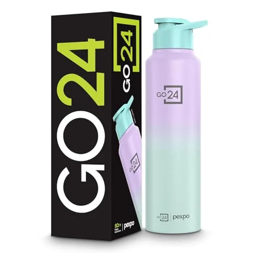Go24 pexpo Stainless Steel Water Bottle 1 ltr, Fridge Bottle