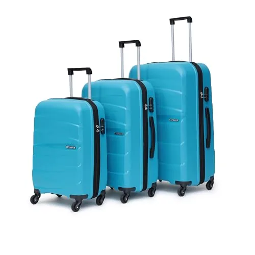 YAYAVAR Set Of 3 Cabin & Check-in Medium,Large-76;66;57 CM,360 Degree Rotating Wheels,Polypropylene Material,Hard Luggage With Telescopic Handle And Combination Locking Mechanism,Moscow(Set of 3,Teal)