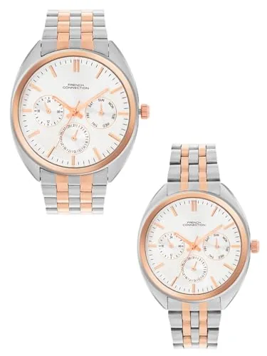 French Connection Analog Silver Dial Couple's Watch| Pair Watch|-FCN0113RTM