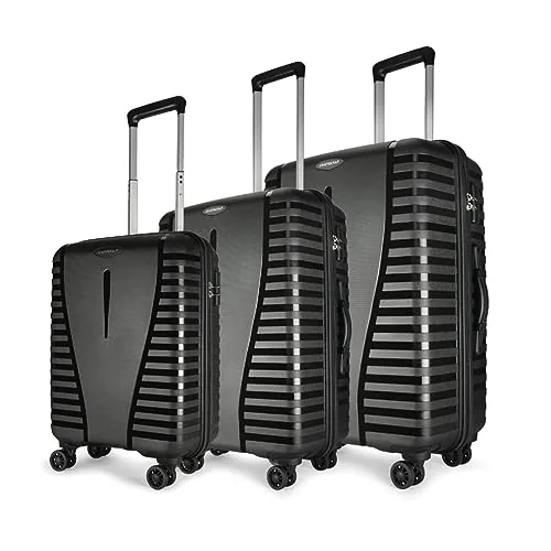 Aristocrat Airpro Set of 3 (Cabin+Medium+Large) Trolley Bags, Jet Black