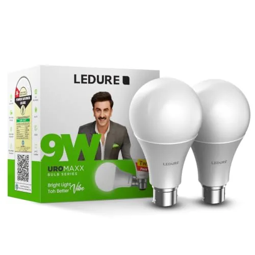 LEDURE Uromaxx 9W LED Bulb|B22 Base|BIS and BEE Approved|CoolWhite,Pack-1(Qty-2)