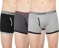 Dollar Bigboss Pack of 3 Combed Cotton Contoured Pouch Support Solid Men Trunk