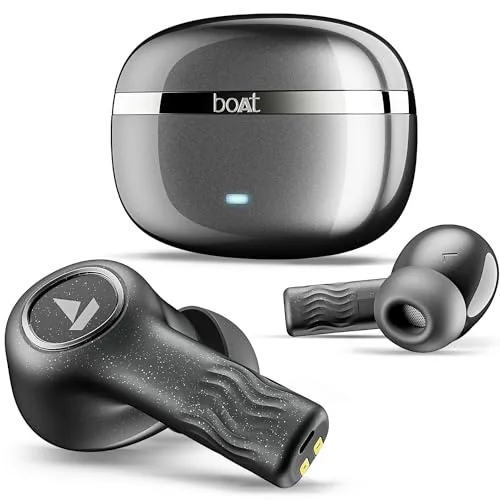 boAt Nirvana Ion ANC, Active Noise Cancellation(~32dB), 120Hrs Battery, App Support, Crystal Bionic Sound, 4Mics ENx, v5.3 Bluetooth Earbuds, TWS Ear Buds Wireless Earphones with mic (Crystal Black)