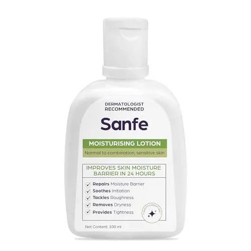 Sanfe Moisturising Lotion | Improves skin moisture barrier in 24 hours | For normal to combination, sensitive skin | 100ml