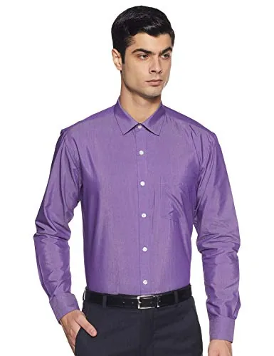 Amazon Brand - Symbol Men's Cotton Formal Shirt | Plain | Full Sleeve - Regular Fit (Available in Plus Size) (Purple_42)