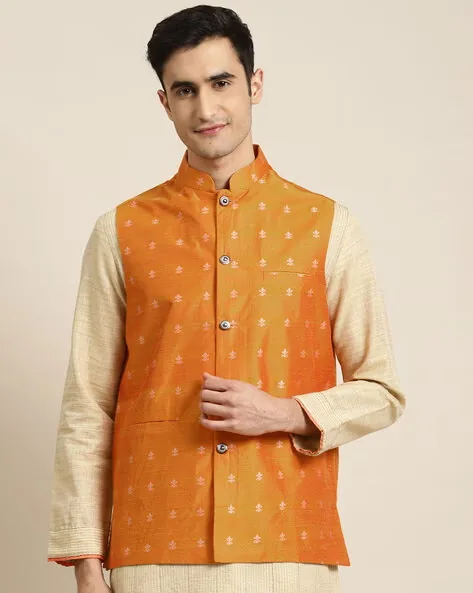 SOJANYA Woven Pattern Nehru Jacket