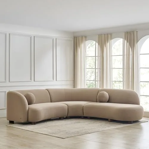 Home Centre | Monalisa | Velvet|Solid Wood | Corner Sofa | Brown | 1 Year Warranty