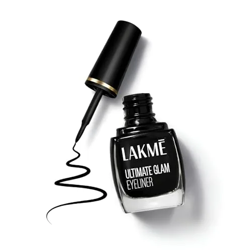 Lakme Ultimate Glam Eye Liner, Semi Matte, Quick drying, Water resistant & Smudgeproof Eye Liner, Black, 9ml