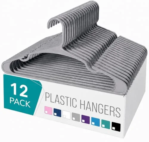 Golden Bird Pack of 12 Premium Plastic Hanger Clothes Hangers for Hanging, Elevate Your Wardrobe Organization Space Saving Clothes Hangers for Wardrobe Ultra Slim Closet Hangers for Shirts,Pants