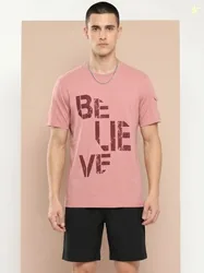Alcis Men Rosette Chest Typography Printed Round Neck T-shirt