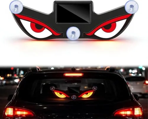 Solar Devil Eye Car Window Light, Wireless Triangle LED Decorative Window Lamp, Solar Powered Vehicle Window Accessory with Suction Cup Mount, Universal Car Window Decoration for Cars, SUVs, Trucks