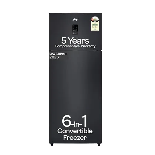 Godrej 415L 1 Star| New Launch| 5 Years Comprehensive Warranty| 95%+ Food Surface Disinfection| 6-in1 Freezer Convertible| Frost Free Double Door Refrigerator (RF EON 416AN RCI GR BK, Graphite Black)