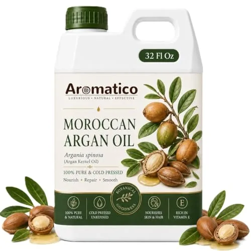 AROMATICO Moroccan Argan Oil for Hair for Hair & Body | Professional Grade Refill Pack - 1000ml (1L Bulk)