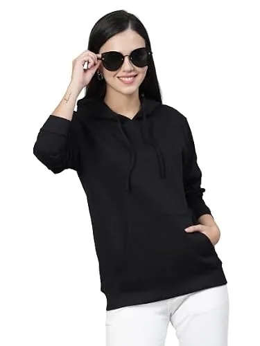 Style Quotient Women Black Hooded Oversized Sweatshirt