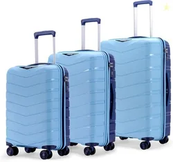 LATTITUDE by Provogue Hard Body Set of 3 Luggage 8 Wheels - AXIS 55/65/75 8W SAPPHIRE BLUE / PEACOCK BLUE - Blue