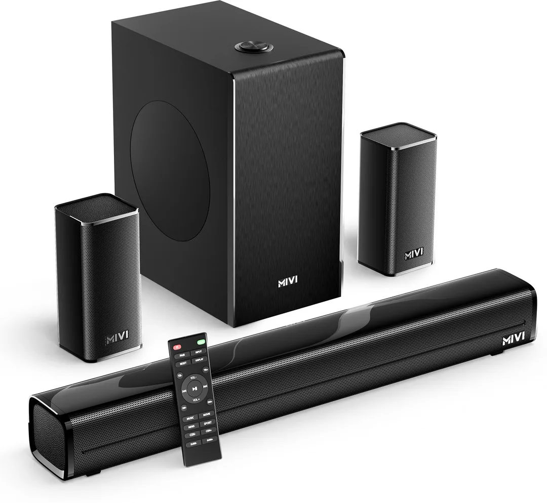 Mivi Fort H350 Soundbar, 350 Watts, 5.1 Channel, Multi-Input and EQ Modes, BT v5.1 350 W Bluetooth Soundbar Black, 5.1 Channel