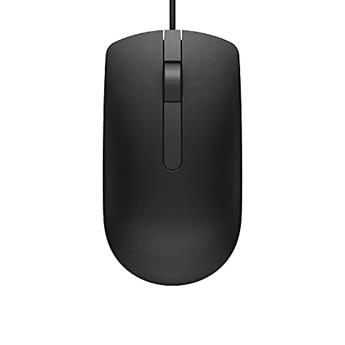 Dell MS116 Wired Mouse, 1000 DPI, Scrolling Wheel, 2 Buttons, 1 x USB, Optical LED Tracking, Plug and Play, Scrolling Wheel, Black