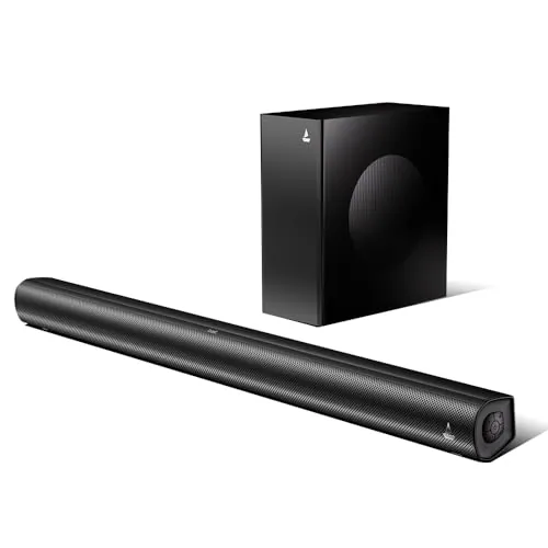 boAt Aavante 2.1 1200, 120W Signature Sound, 2.1 CH w/Wired Subwoofer, BT v5.4, Multiple Ports, EQ Modes & Remote Control, Bluetooth Sound bar, Home Theatre Soundbar Speaker (Premium Black)