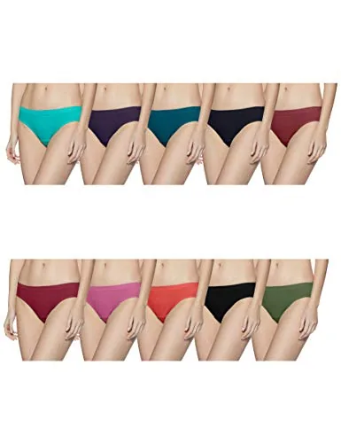 Rupa Softline Women's High Rise,All-Day Fresh Cotton Hipster Panties, Inner Elastic Waistband, Regular Fit,Full Coverage,Assorted Solid Color, Pack of 10