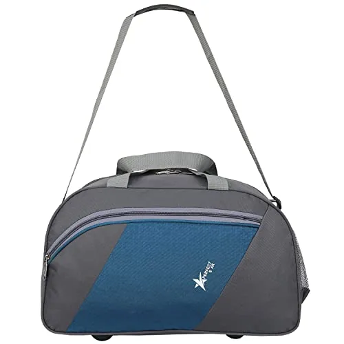 Perfect Star 40 Liter Waterproof Polyester Small Duffle Bag Ultra Light Travel Duffel Bag for Men & Women (Grey-Teal)