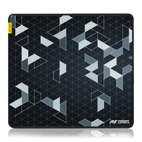 Ant Esports Prism Mouse Pad with Anti-fray Stitching, Waterproof Surface & Non-Slip Rubber Base with Stitched Edges Gaming Mouse Mat for Laptop, Compatible with Laser and Optical Mice – Black