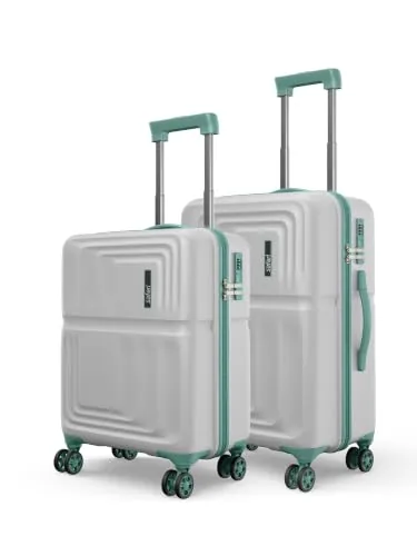 Safari Roma Hard Luggage Trolley Bag with 8 Wheels Set of Cabin and Medium Size Suitcases - Fog Grey