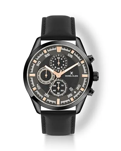 Daniel Klein Grey Dial with Leather Strap Watch for Men - DK.1.14291-3