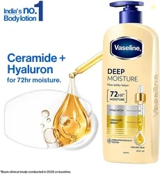 Vaseline Deep Moisture Body Lotion with Ceramide Hyaluron|10X More |For Dry Skin (600 ml)
