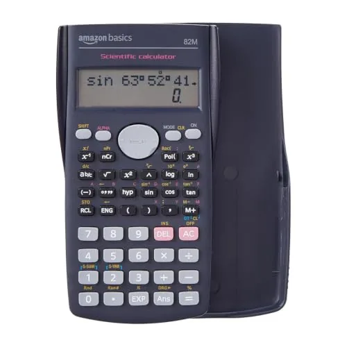 Amazon Basics AB-82MS 240 Functions and 2-Line Display Scientific Calculator | 240 Function Scientific Calculator | 2-Line Large Display, Blue