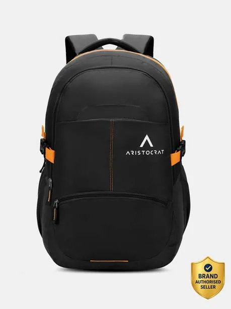 ARISTOCRAT Large 32 L Laptop Backpack Bloom 02 Lightweight Casual School Bag Yellow - For Women (Black)