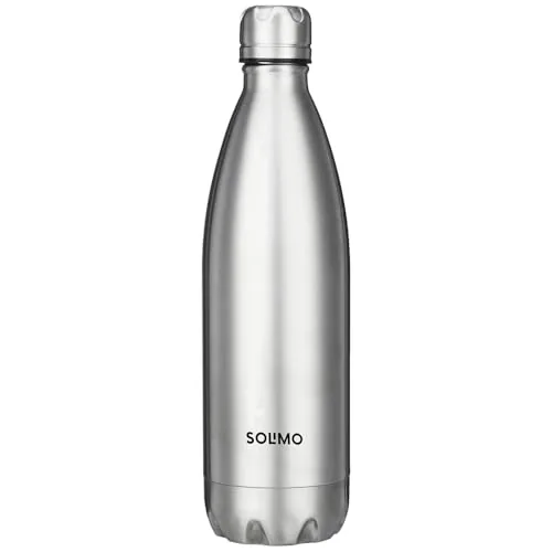 Amazon Brand - Solimo Stainless Steel Insulated Cola Bottle (1000ml) | Superior Durability | 100% Food-Safe | Leak Proof | BPA-Free Cap (Steel Finish)